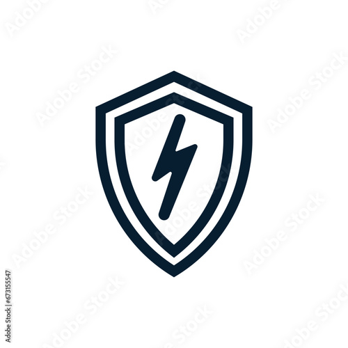 Electric shield logo. Bolt sign with shield. Vector illustration