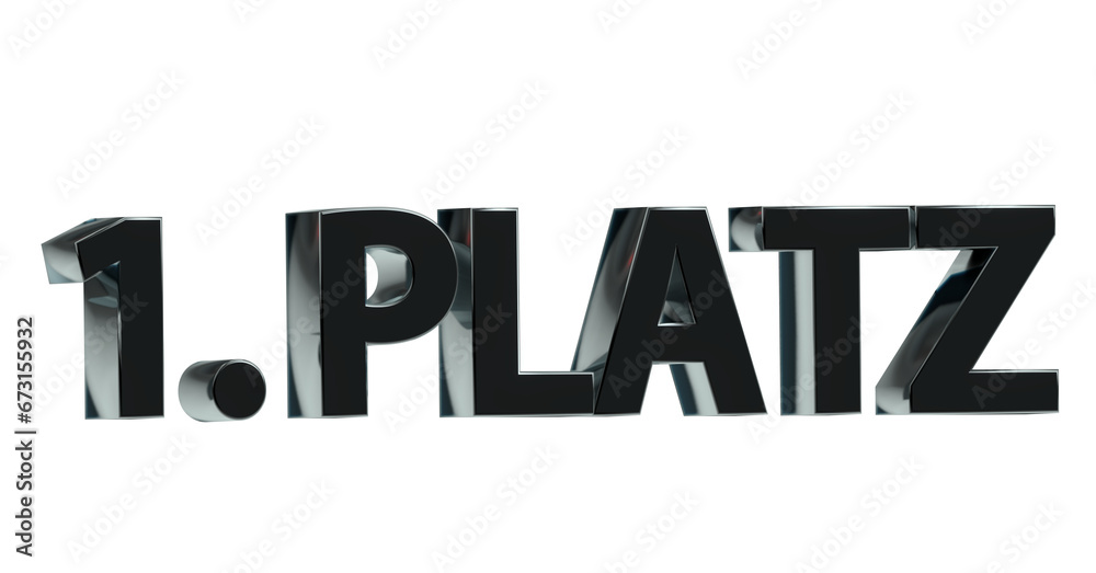 1- Platz plakative 3D-Schrift, Sieg, Bester, Rendering, Freisteller