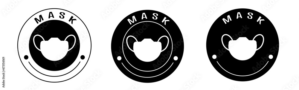 Black and white illustration of mask icon in flat. Stock vector. Black and white illustration of mask icon in flat. Stock vector.