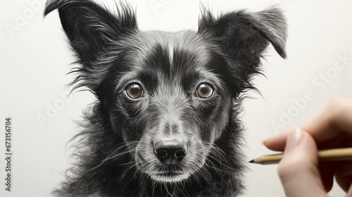 Illustration d'un chien. Animal domestique, chien, chiot, mignon. Peinture, dessin, couleurs. Fond pour conception et création graphique. 