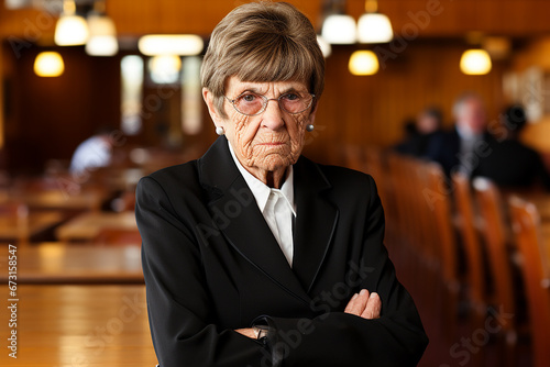 Senior adult woman in business suit, portrait of businesswoman