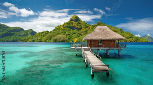 Tropical Paradise: Bungalows, Crystal-Clear Waters, and Serene Bliss
