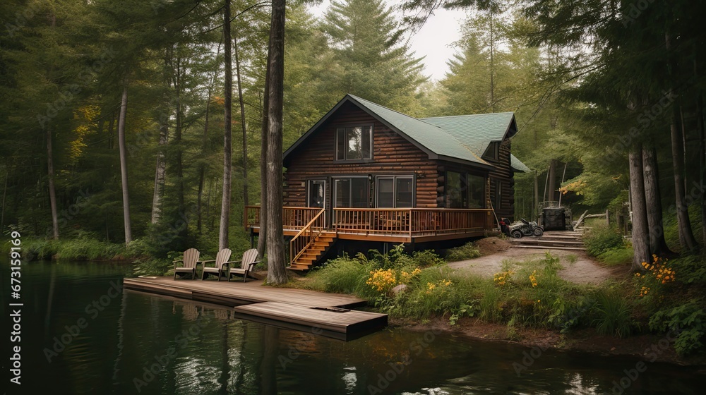 Lakeside Cabin Surrounded by Forests Lakeside Cabin Surrounded by Forests
