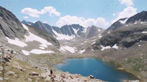 Alpine, Snow-Capped Peaks and Crystal Lake