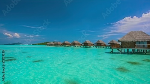 Tropical Paradise: Bungalows, Crystal-Clear Waters, and Serene Bliss © FF Proudction