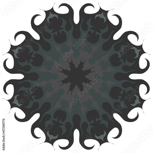 Unusual snowflake, mandala, flower. Vector graphics. Isolated on white background