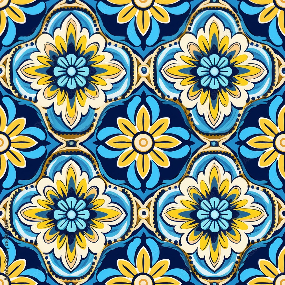 Batik Inspired Floral Medallions Pattern