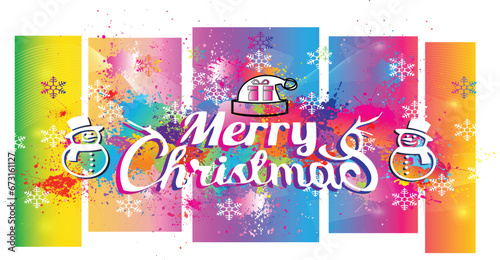 Happy New Year 2023. Logo icon design. Background. Colorful paint drops ink splashes. Vector illustration.