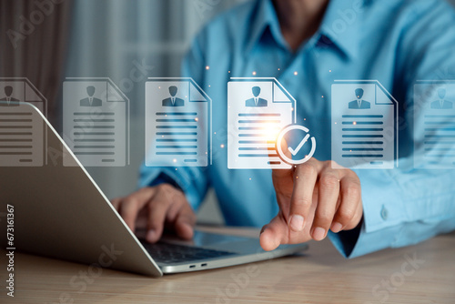 Customer Relationship Management ,Businessman hold of global structure , Data exchanges development. customer service, social media, digital marketing online