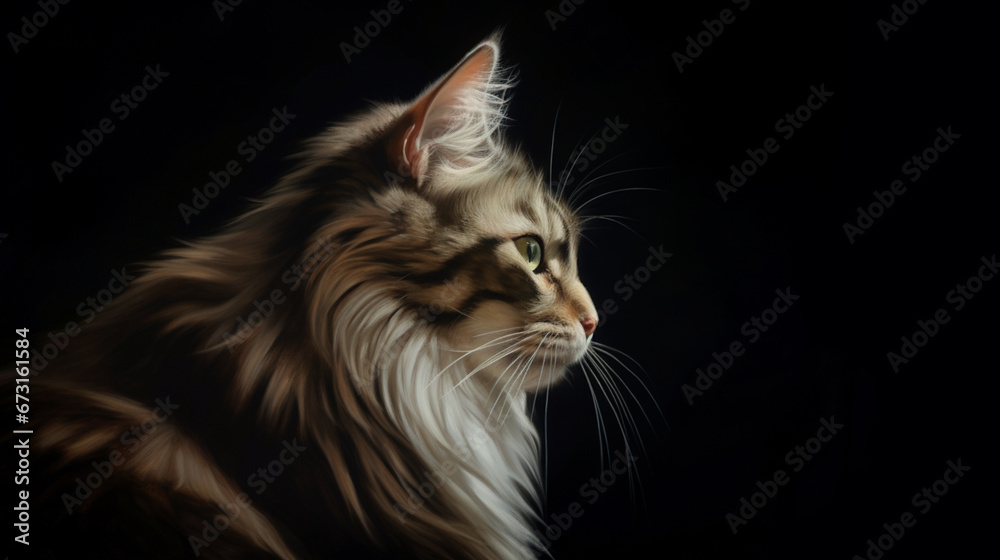 Portrait d’un chat en gros plan, sur fond uni. Animal domestique, chat, chaton, mignon. Arrière-plan pour conception et création graphique.
