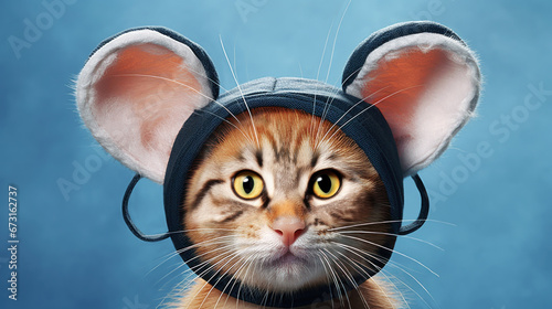 Cat costume with mouse ears photo