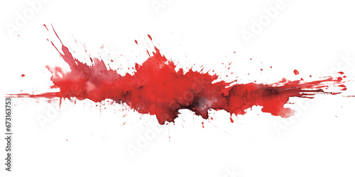 red and black paint brush strokes in watercolor isolated against transparent photo