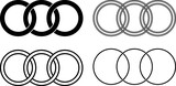 three rings interlocking icon set