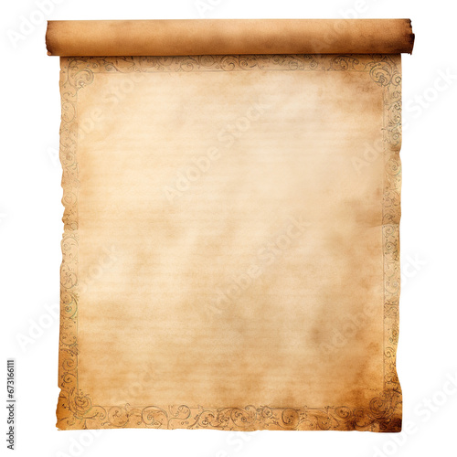 old paper scroll isolated on transparent background Remove png, Clipping Path
