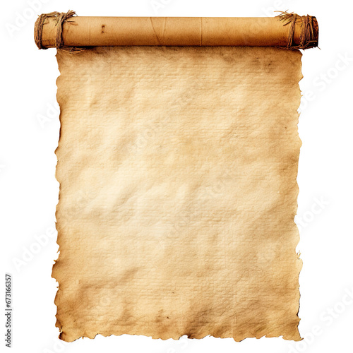 old paper scroll isolated on transparent background Remove png, Clipping Path photo