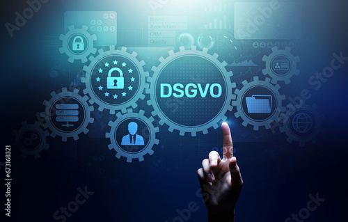DSGVO, GDPR General data protection regulation european law cyber security personal information privacy concept on virtual screen. © WrightStudio