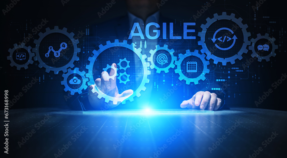 Agile flexible software development technique. Technology concept. Agile flexible software development technique. Technology concept.