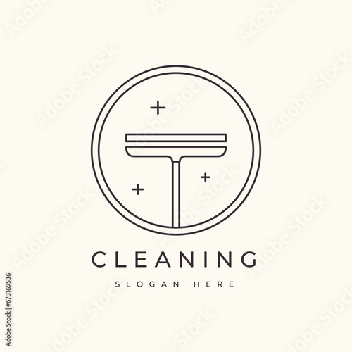 cleaning service line logo design vector graphic