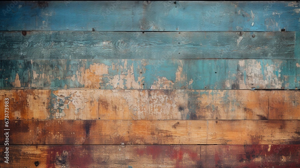Faded Paint and Peeling Wood Panels, Grunge Background with Dark Colors, Weathered Wood Texture, Abstract Vintage Backdrop in Shabby Chic Style, Grungy Colors, Perfect for Artistic Projects