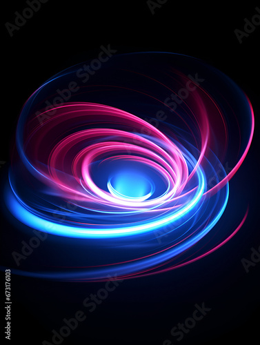 Neon pink and blue textured round circle background 