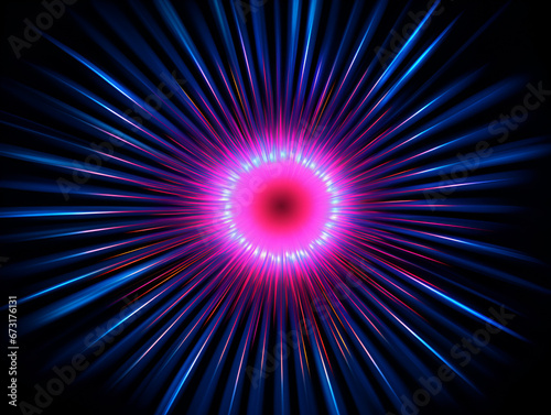 Neon pink and blue textured round circle background 