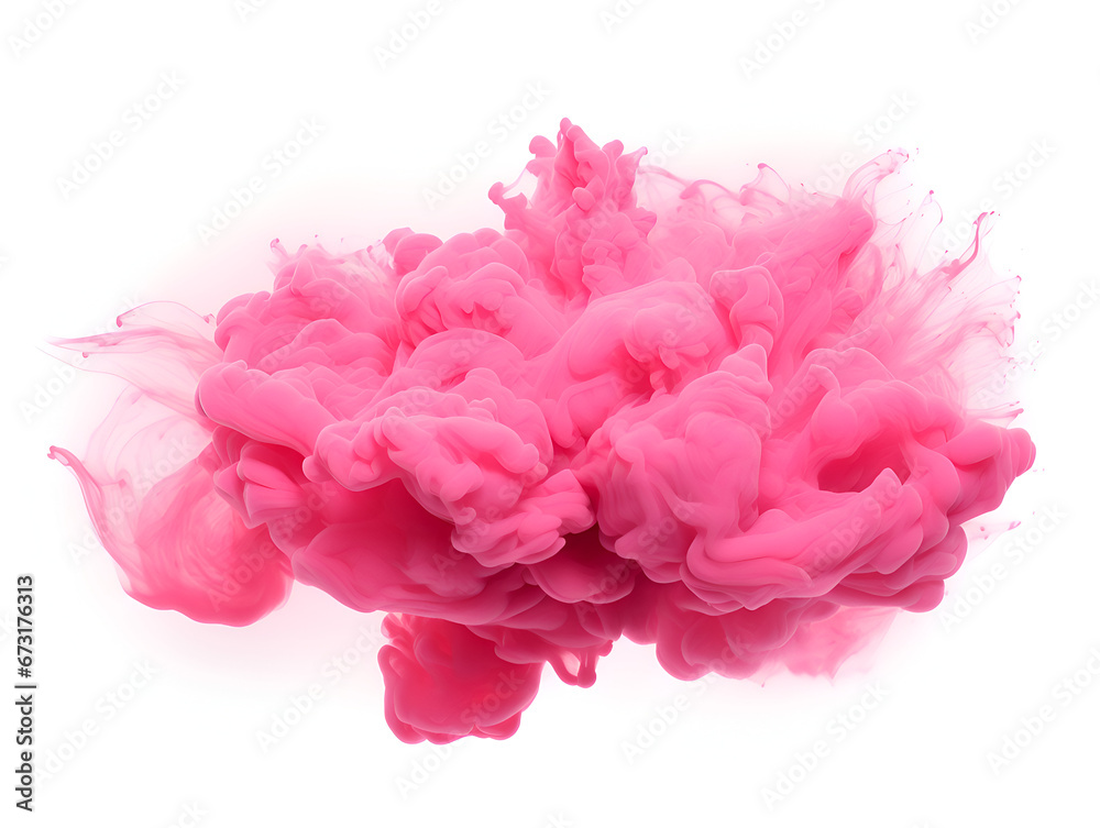 Bright pink cloud, abstract ink smoke, on white background Bright pink cloud, abstract ink smoke, on white background