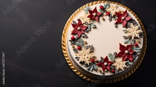 top view of a decorated christmas cake