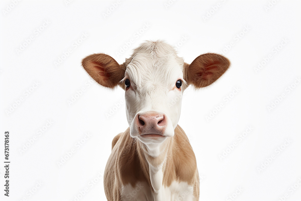 Portrait Of A Calf, Calf, Calf Isolated In White, Calf In White Background