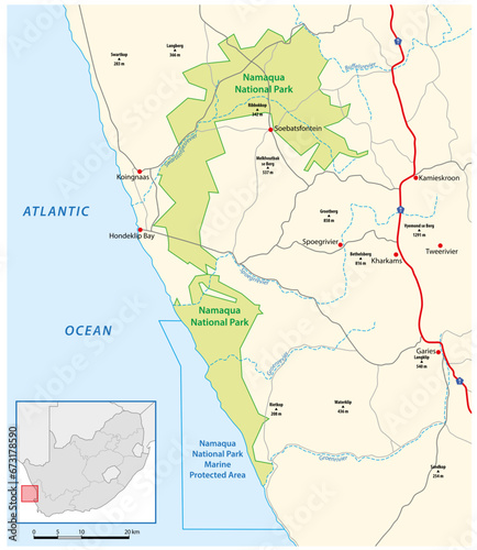 Map of Namaqua National Park  South Africa