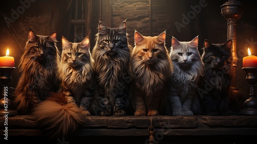Ai gruppo di gatti in una casa antica 02 photo