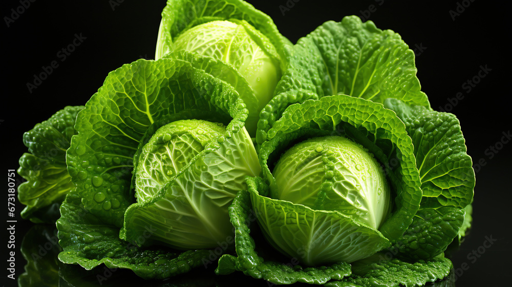 Group of Green Raw Cabbage on Selective Focus Background Group of Green Raw Cabbage on Selective Focus Background