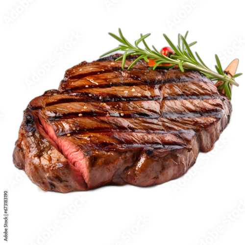 Juicy steak on the grill isolated on transparent or white background  png