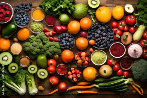 A collection of vibrant fruit and vegetable ingredients  neatly organized and ready to be used in various smoothie recipes.