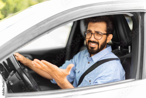 Angry indian man driver fighting on the road