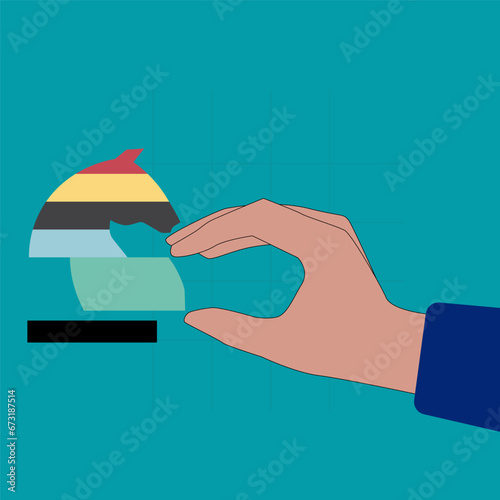Investment asset allocation and balancing concept Businessman investors make pie charts to balance their portfolios to suit risk and return.