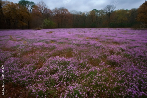 field of purple flowers. Generative AI
