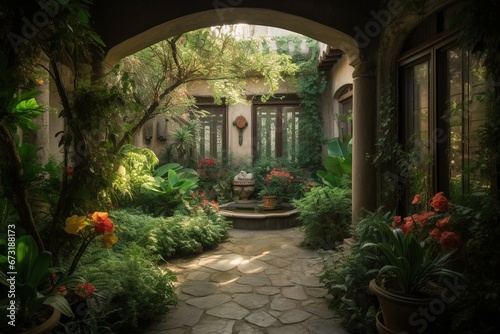 A beautiful garden inside. Generative AI