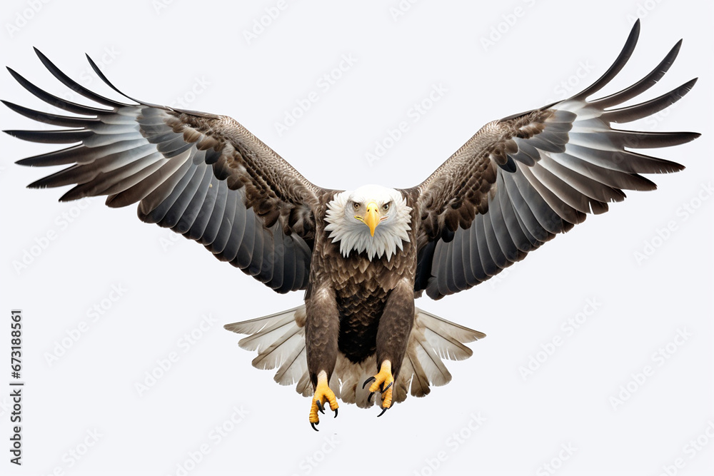 Fototapeta premium Eagle Isolated On White, Eagle On White Background, Eagle, Eagle Flying