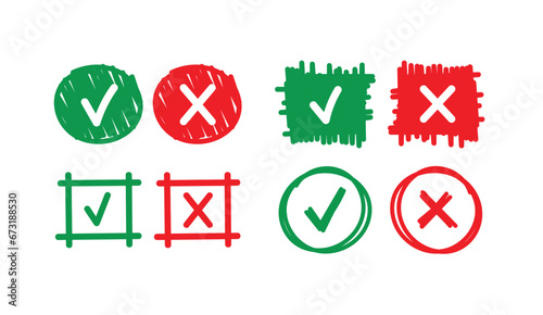 approval and cancellation signs. yes and no symbols. positive and negative symbols