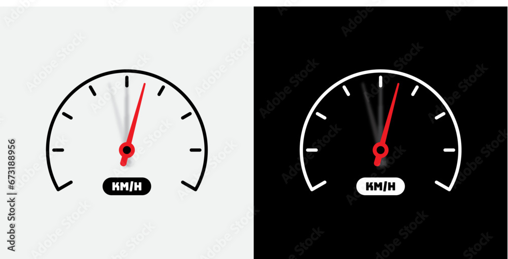 Naklejka premium analog gauge set. black and red speedometer set