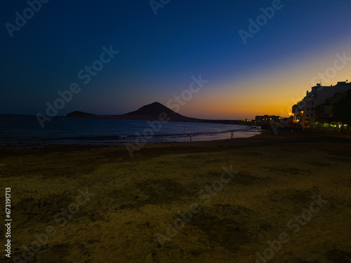 El Médano beach at sunset