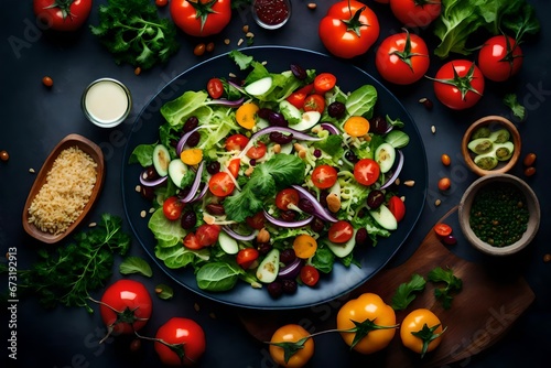 aerial view of tomato and basil salad © Osama
