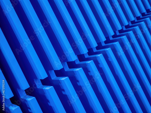 Blue ribbed surface. Metal ...