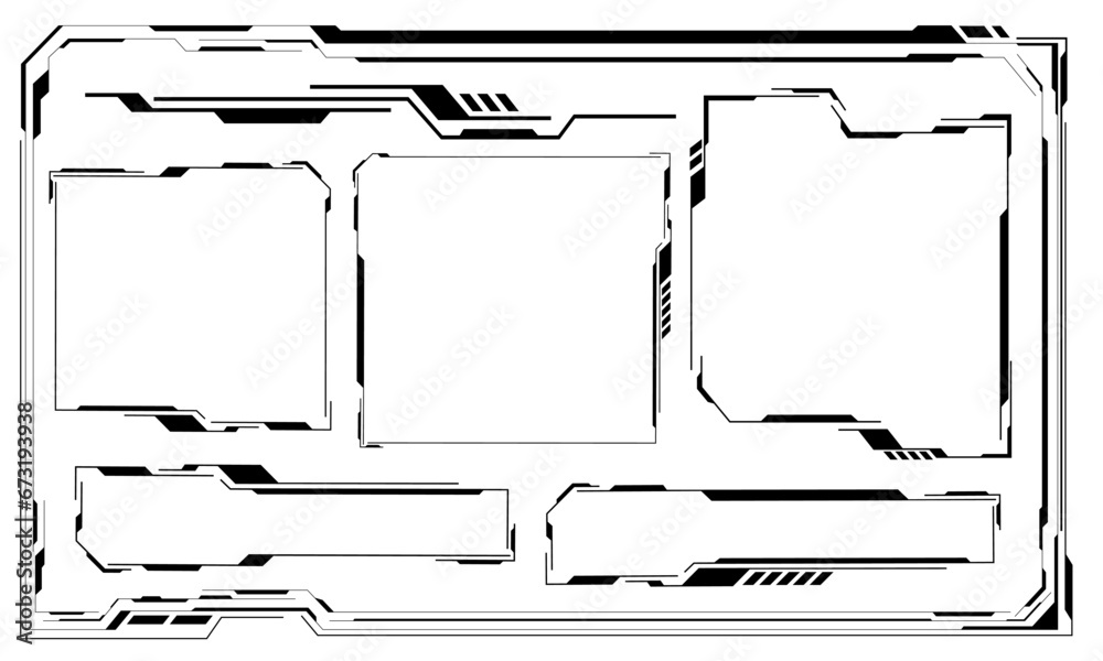 Hud frames black user interface elements design modern technology ...