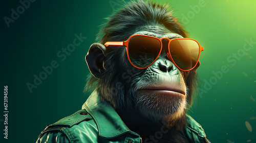 Cool Animals With Sunglasses on a Solid Background created with generative AI technology photo