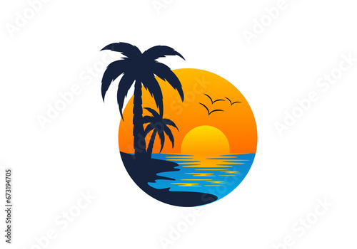 Holiday vacation beach stamp logo Vector