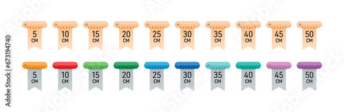 5-50 centimeters concept. ruler and centimeter numbers from 5-50