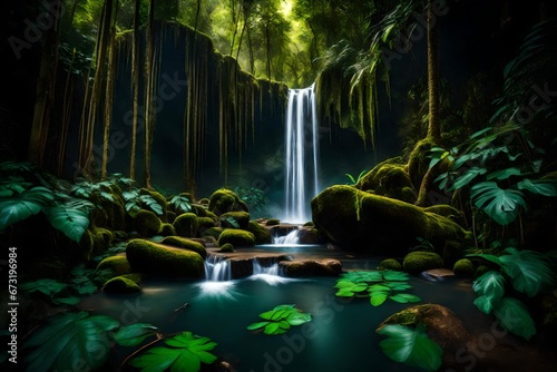 waterfall in the forest © zooriii arts
