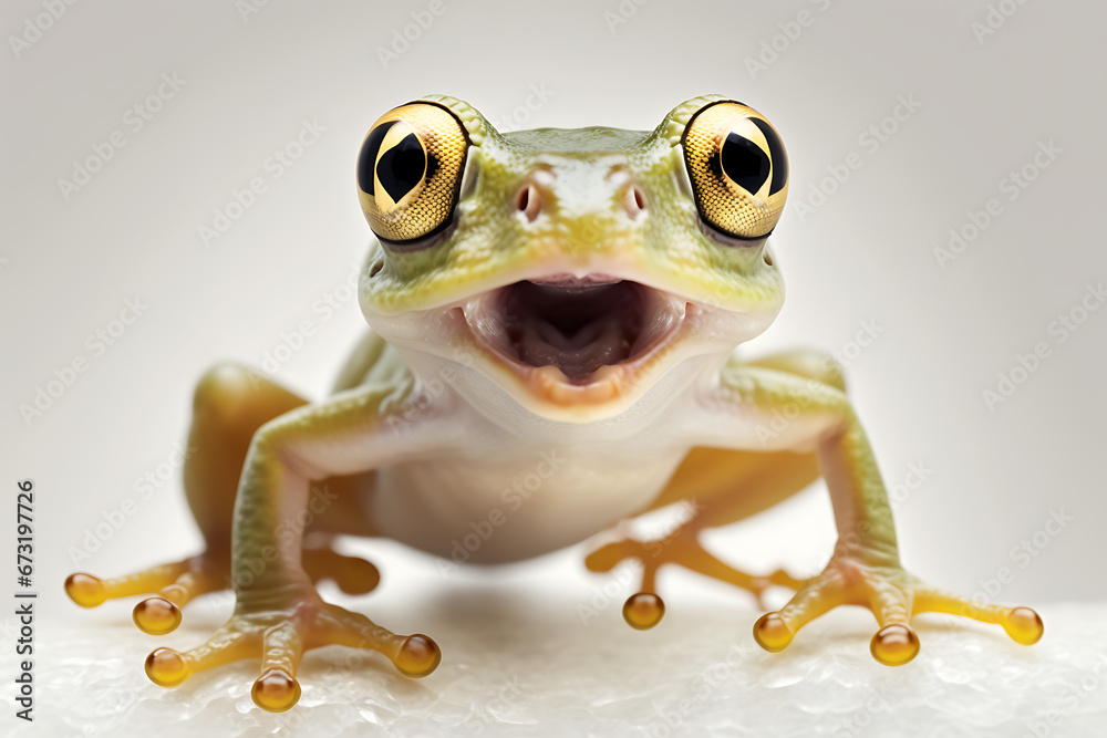 Close-Up Frog  isolated background Generated with AI Technology