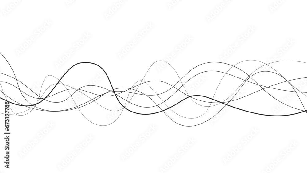 Abstract curve wave thin line wavy vector background - obrazy, fototapety, plakaty 